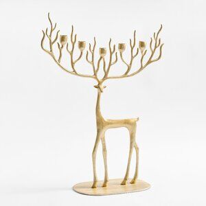 NEW Pottery Barn Merry Brass Sculpted Reindeer Centerpiece Large